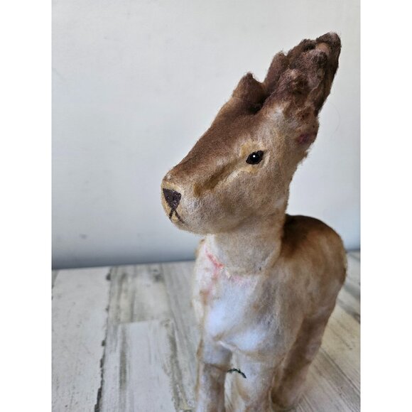 Antique deer reindeer Xmas decor standing statue figurine - Picture 2 of 13